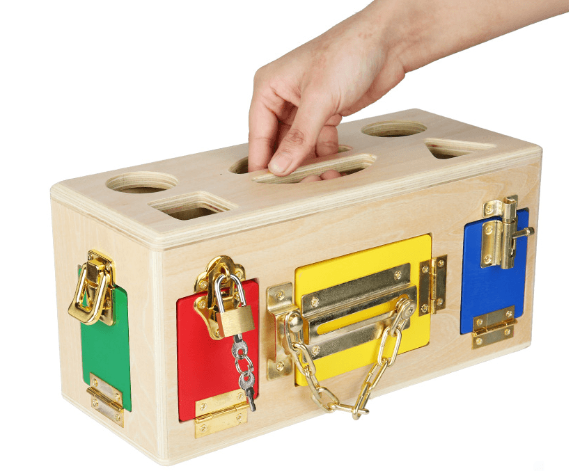 Wooden Shapes and Locks Box