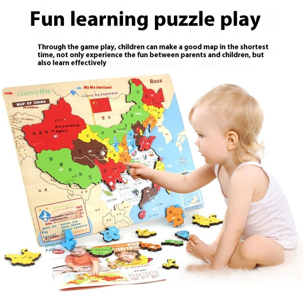 Wooden Magnetic Map Puzzle Toy