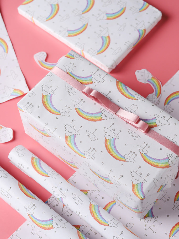 Cute cartoon rainbow wrapping paper