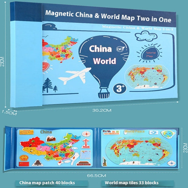 Wooden Magnetic Map Puzzle Toy