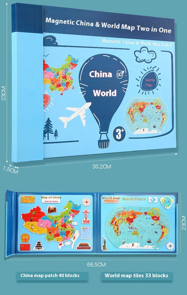 Wooden Magnetic Map Puzzle Toy