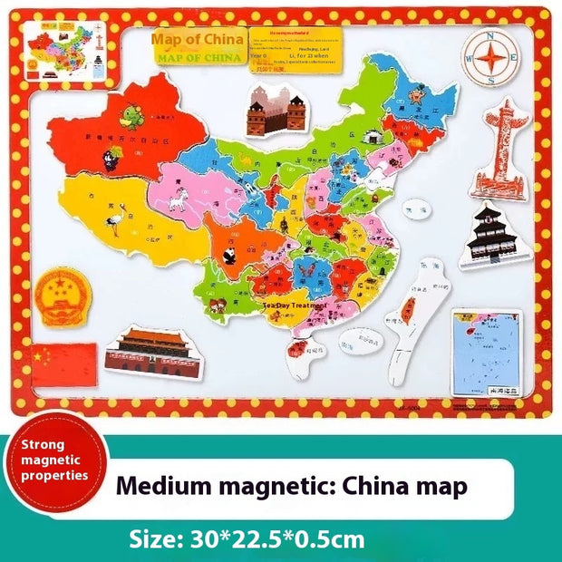 Wooden Magnetic Map Puzzle Toy