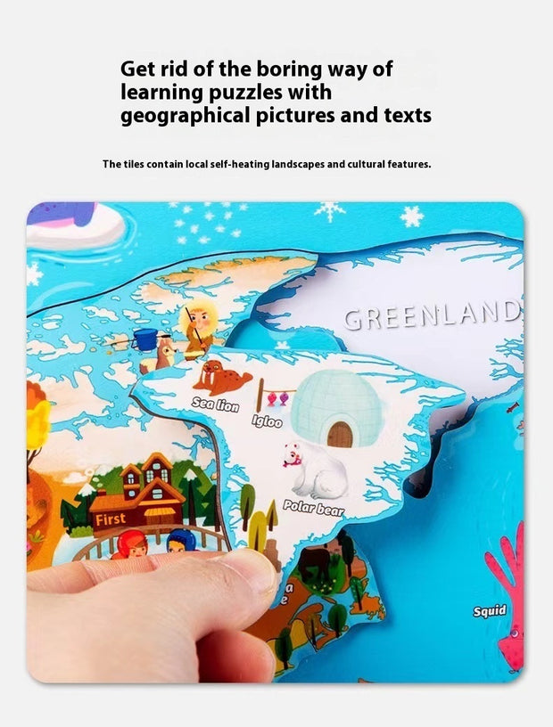 Wooden Magnetic Map Puzzle Toy