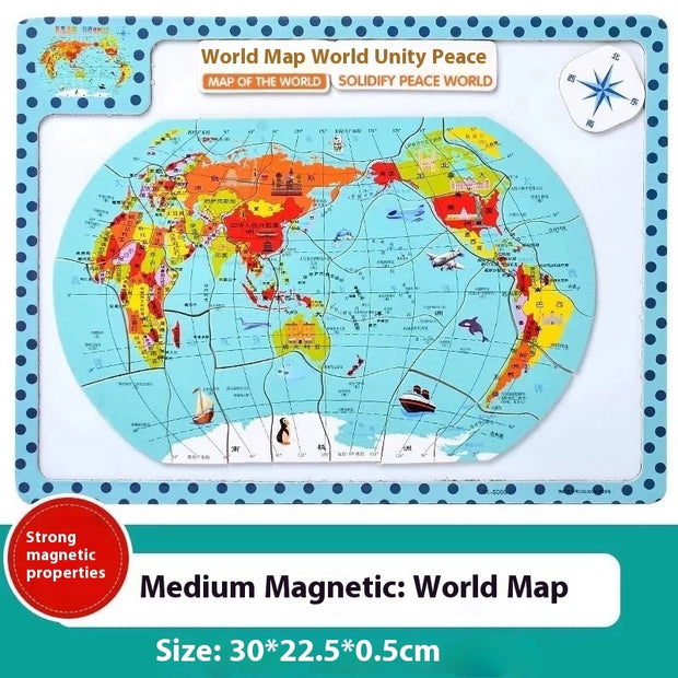 Wooden Magnetic Map Puzzle Toy