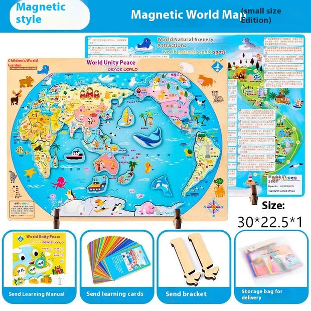 Wooden Magnetic Map Puzzle Toy