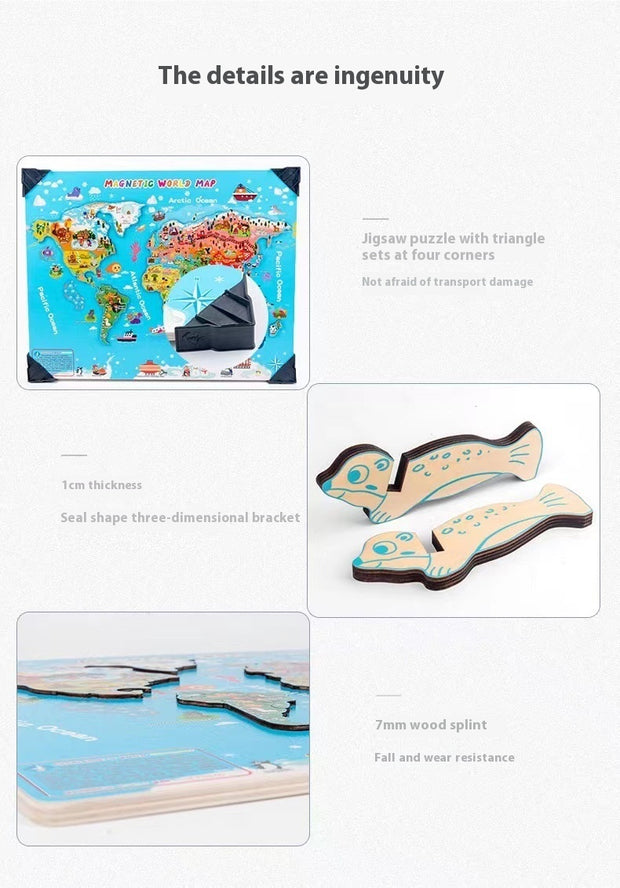 Wooden Magnetic Map Puzzle Toy